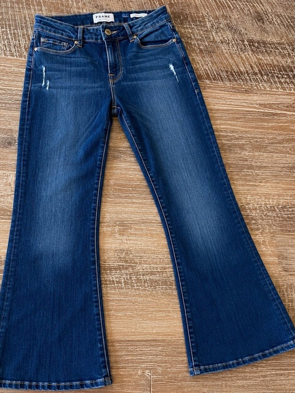 FRAME Le Crop Mini Boot Jeans Size 28 Dark Wash Cropped Flare Designer Denim